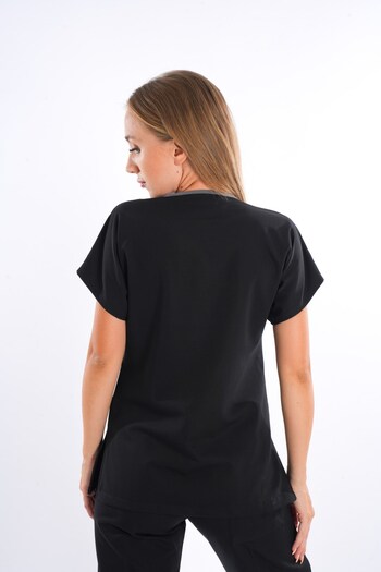 Nur Medikal Giyim Uniforme unisex negre de alpaca pentru medic, asistentă medicală, spital, uniforme medicale, uniforme de top