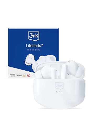 3MK Căști wireless cu control tactil BT 5.3 ANC, LifePods, albe