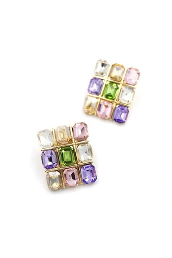 shopwave Square stone earrings - multicolor