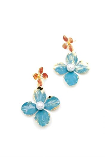 shopwave Metal Flower Earrings - Turquoise
