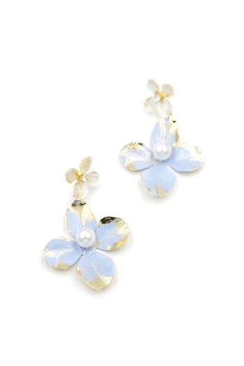 shopwave Metal flower earring - blue