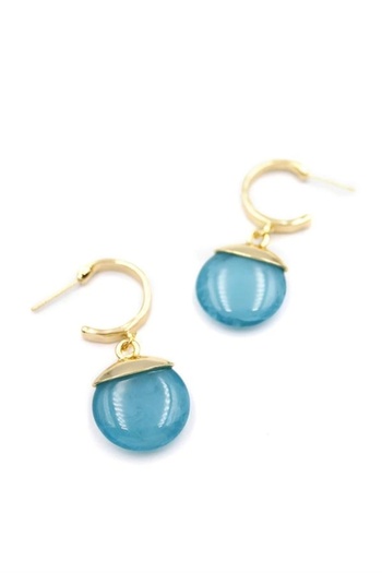 shopwave Stone Hoop Earrings - Turquoise