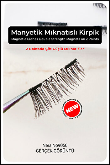 GXMPRO Manyetik Mıknatıslı Kirpik (Eyeliner Hediyeli) - Magnetic Lashes Double Strength Magnets on 2 Points