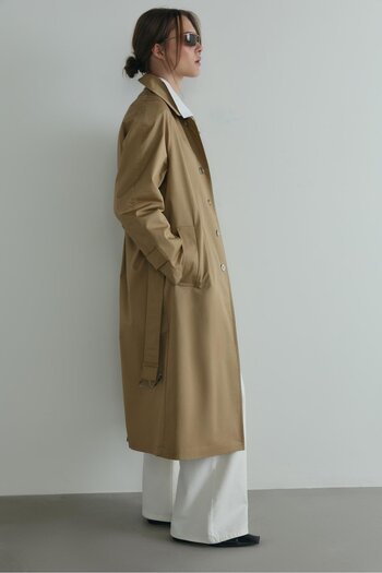 Suud Collection Camel Rue Shirt Collar Trench Coat