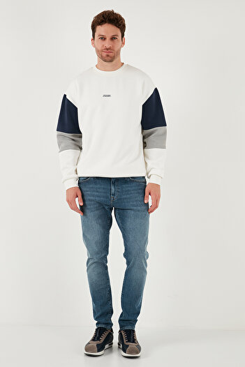 Buratti Cotton Relaxed Fit Crew Neck Color Block Sweat Men's Sweat 5905298t