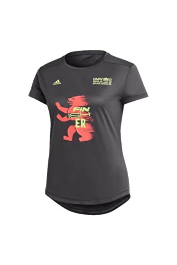 adidas Women's Sports T-shirt BER M FINISHERW, Petrol Gray, L