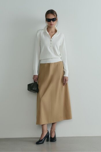Suud Collection White Carter Polo Neck Knit Sweater