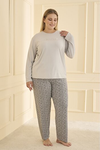 Mihra Women's Pajama Set Plus Size & Oversized Long Sleeve