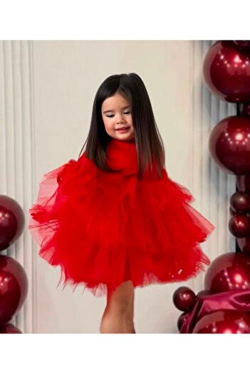 Tinypeople Girls' Red Tutu Evening Dress Butterfly Children's Tutu Dress