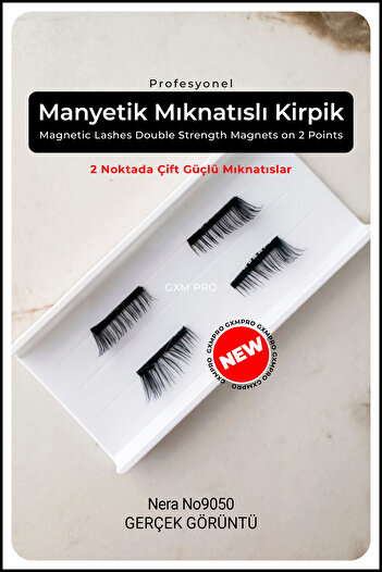 GXMPRO Manyetik Mıknatıslı Kirpik (Eyeliner Hediyeli) - Magnetic Lashes Double Strength Magnets on 2 Points