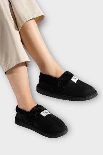 Liger Ultra Light Furry Inside Home Shoes Women's Slippers Black