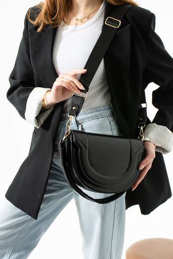 Çanta Trend *Sakura Model Black Color Gold Detailed Women's Hand and Shoulder Bag with 2 Straps
