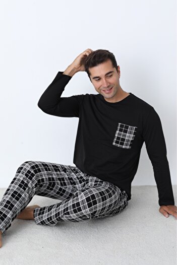 Arc Men's Pajama Set Plus Size Oversized Long Sleeve Plaid Cotton Seasonal