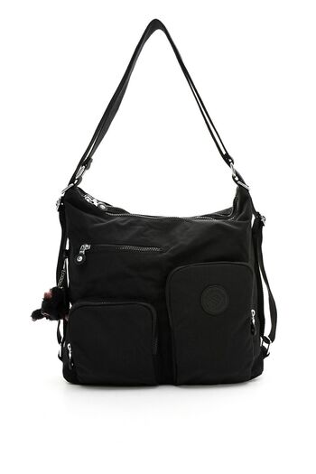 H&D COLLECTİON Women's Compartmentalized Waterproof Crinkle Fabric Cross Strap Black Color Shoulder and Backpack