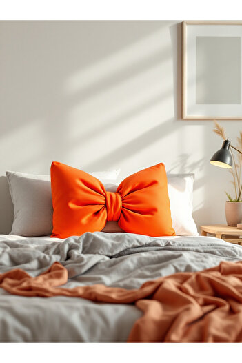 JACA Bowknot Look Decorative Pillow with Filling Bow Ribbon Gift Pillow Throw Pillow Cushion