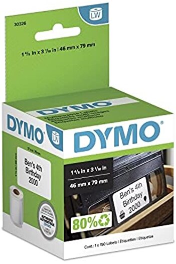 STOREMAX ملصقات فيديو علوية من نوع LW لطابعات الملصقات LabelWriter، بيضاء، 1-4/5 بوصة × 3-1/10 بوصة