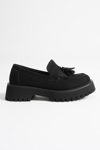 Zerenyus Melora Premium Women's Casual Black Suede Loafer Shoes