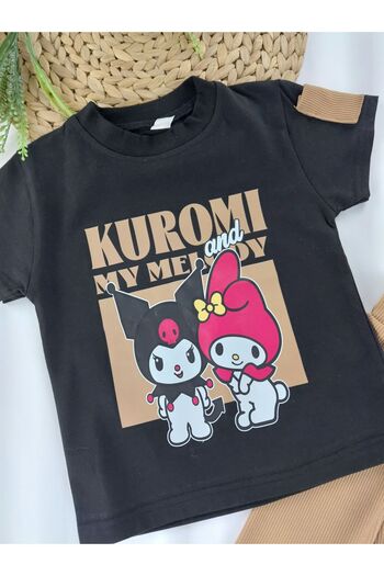 Butik Girls' Kuromi Printed Capri Leggings T-Shirt Two-Piece Set