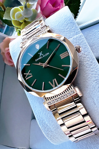 Daniel Klein Original Cut Glass Women's Wristwatch, Waterproof Rose Color Steel Band - Bracelet Gift Dkby2048C3