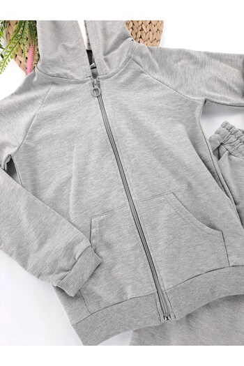 Butik Boys / Girls Zippered Hooded Tracksuit Set 2 Thread Inner Fleece Seasonal School Tracksuit Set