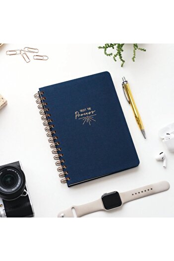 STOREMAX A5 Spiral Bound Hardcover Lined Undated Notebook Navy Blue