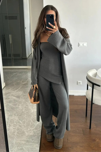 My Blog Anthracite Valencia Triple Knitwear Set-00600