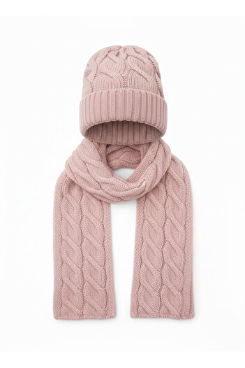 derikem Women's Wool Winter Stylish Knitted Beanie and Scarf Two-Piece Set