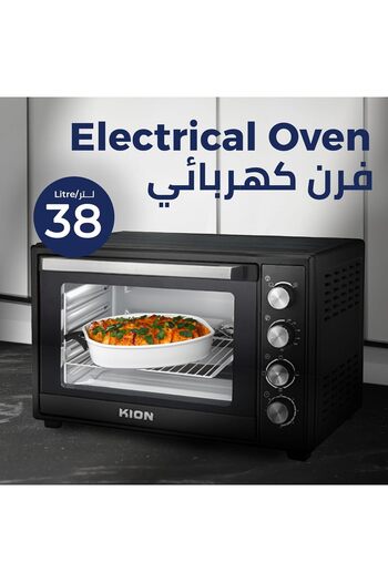 Kion Electric Oven | Black | 1600W | 38L | 220-240V | 50-60Hz | BS Plug | 4 Knobs with 15-Second Han
