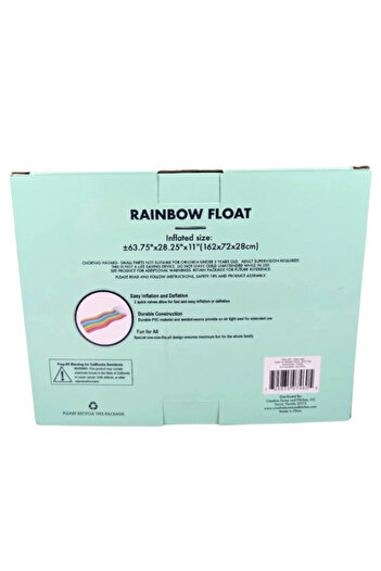 creative home and kitchen Inflatable Rainbow Pool Float with Cloud Pillow – 63.75'' Lounge Raft for Kids & Adults (1 PC)