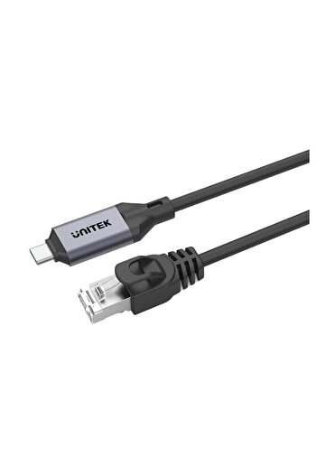 Unitek كابل USB-C إلى إيثرنت بطول 2 متر - جيجابت 1000 ميجابت في الثانية، توصيل وتشغيل، رمادي فضائي | C18148AGY بطول 2 متر