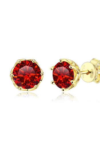 Choice 2.0CT X2 Garnet Red JoyceJelly 1/2/4CT D Color Moissanite Diamond Stud Earrings S925 Sterling Silver