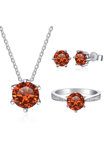 Choice 45cm resizable Orange JoyceJelly Moissanite Jewelry Set With 1CT D Color VVS 3EX moissanite stone pa