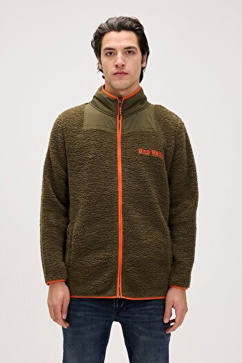 Bad Bear Galvin Khaki Men's Full-Zip Fleece Sweatshirt