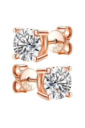Choice 8mm (2ct each) rosegold color TY 2.0ct Moissanite Earrings For Women Lab Grown Dia Ear Studs Sterlin