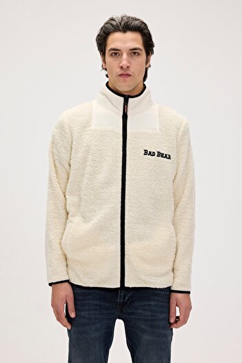 Bad Bear Galvin White Men's Full-Zip Fleece Sweatshirt