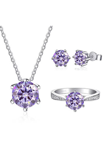 Choice 45cm 5 Light Purple JoyceJelly Moissanite Jewelry Set With 1CT D Color VVS 3EX moissanite stone pass