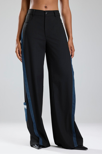 tw3 Women's Denim Garnished Lace Print Detailed Design Trousers