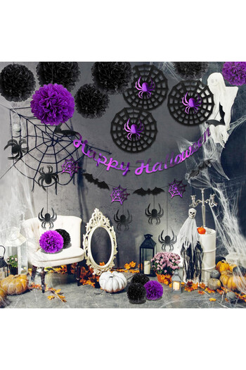 Syoulin Set of 22 Halloween decorations Syoulin, plastic/textile, black/purple