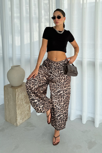 Seda Yalçın Atelier Leopard Patterned Balloon Pants with Elasticated Legs