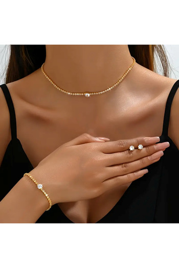 Estilo Lingerie Diamond Look Zircon Stone Elegant Jewelry Set, Gift Jewelry