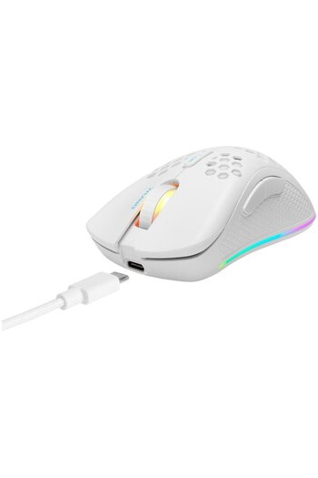 Deltaco Gaming Mouse gaming wireless DM220, ultra-light 90g, RGB, 6400 DPI, white