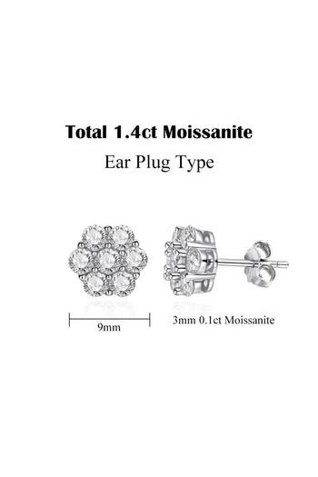 Choice 3mm white TY Hot Flower Full Moissanite Stud Earrings For Women 2.5/3mm 925 Sterling Silver Diamond