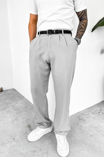 HAFKAGİYİM Light Gray Basic Premium Fabric Trousers