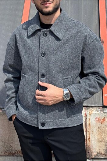 inpool Gömlek yaka, oversize-fit, Old Money Culture, düğmeli, kaşe kumaş ceket 24USEC05