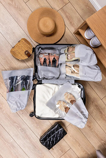 Pazar Kapısı Suitcase Organizer Set of 5 Luggage Travel Organizer Shoe Bag Pouch