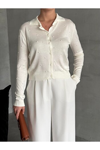 My Blog Ecru Polo Neck Mini Heeled Blouse