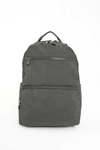 Sanmorris Unisex Water Resistant Crinkle Fabric Multi-Pocket Black Laptop School and Travel Backpack