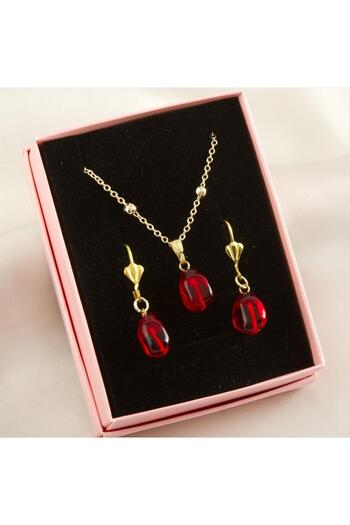 Auren Shop Glass Art Murano Pomegranate Grain Boxed Set Necklace