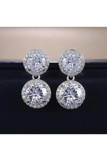 Pursehuit Silver earrings with zirconia stones, Neyla C19