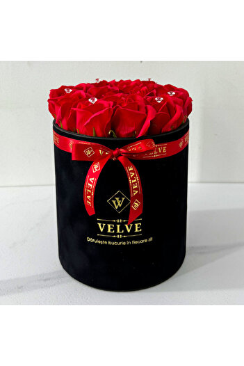 velve Crystal Beauty floral arrangement with 15 soap roses, handmade crystals, Red
